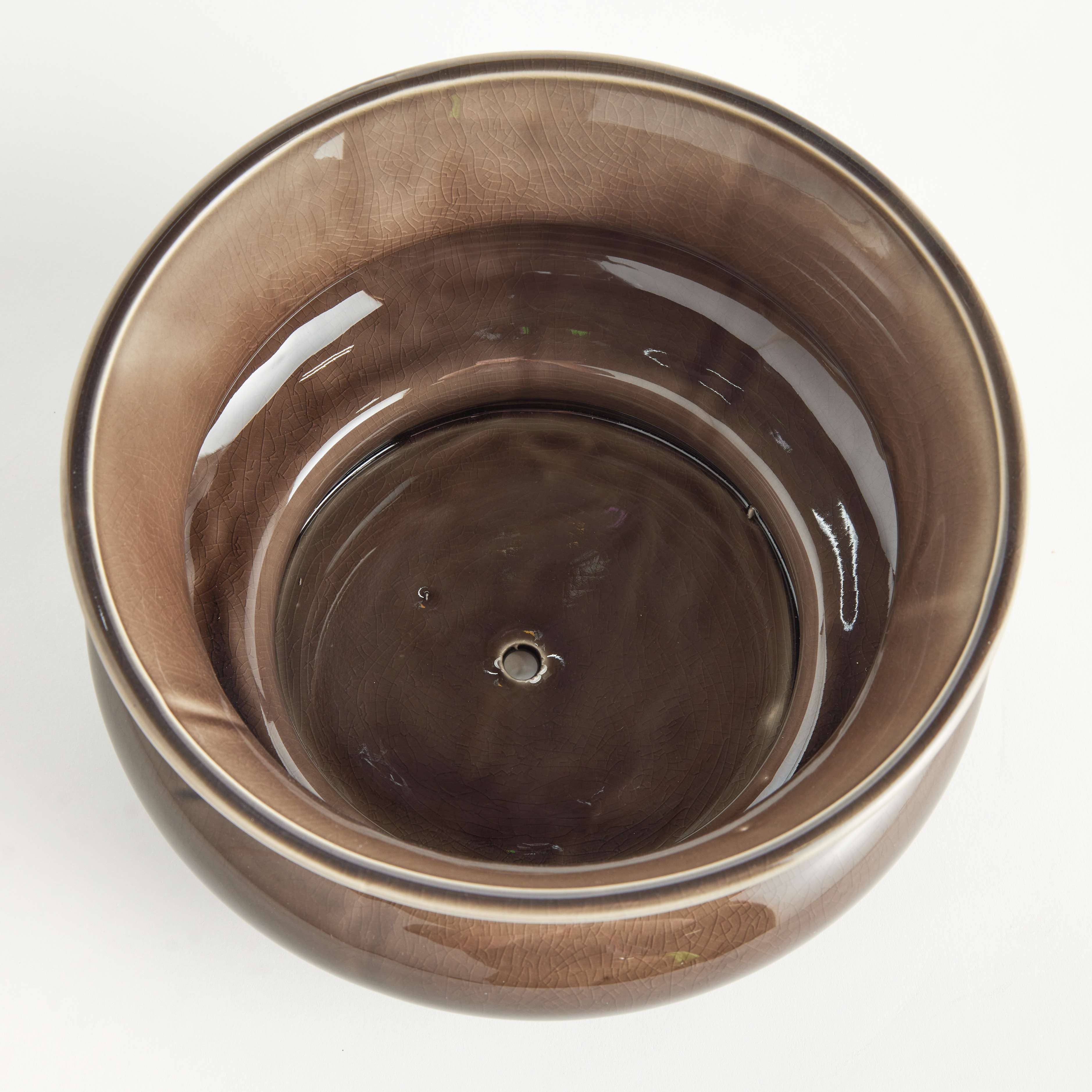 Cora Wide Brown Reactive Glaze Ceramic Planter