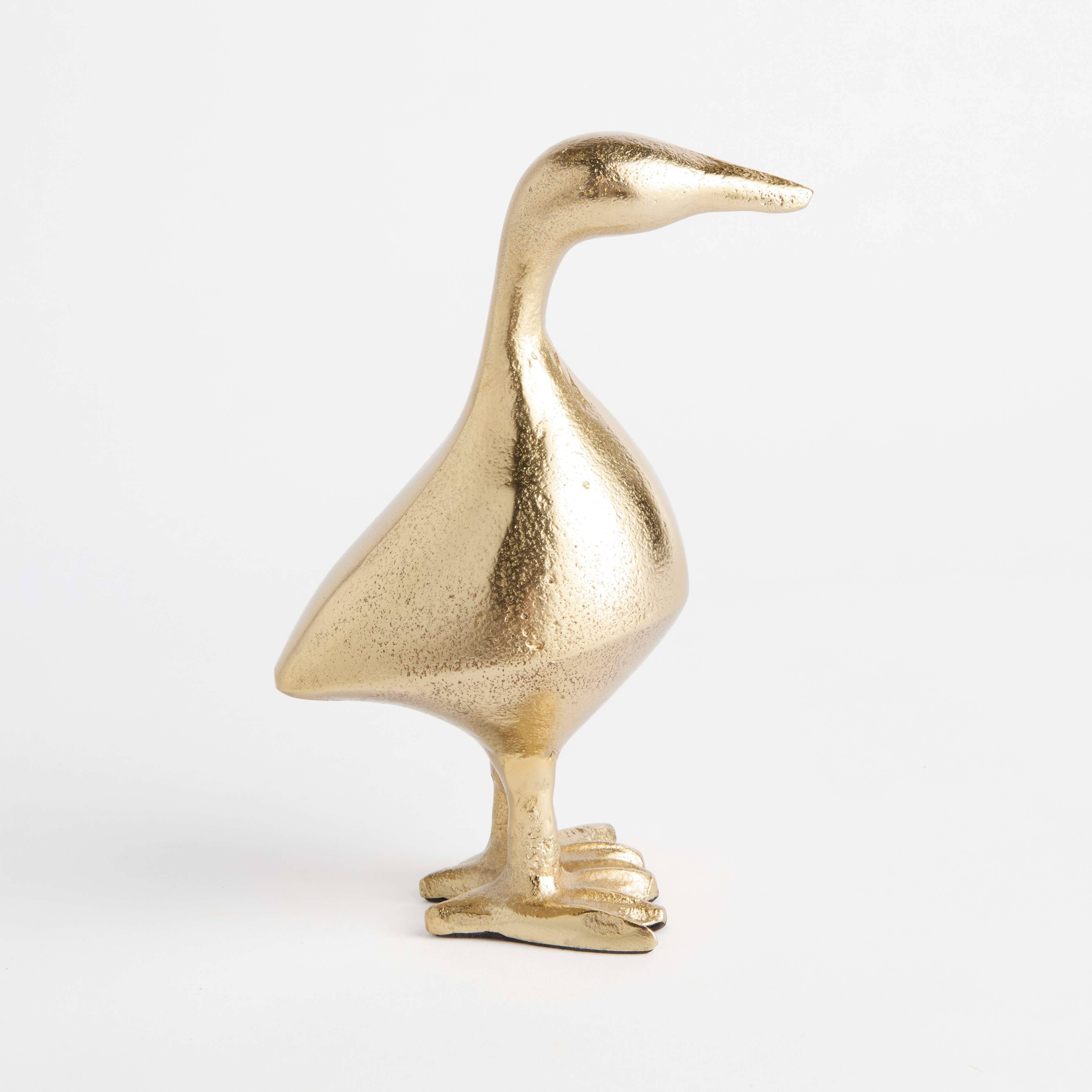 Little Duck Sculpture – Champagne Gold Cast Aluminum Home Accent