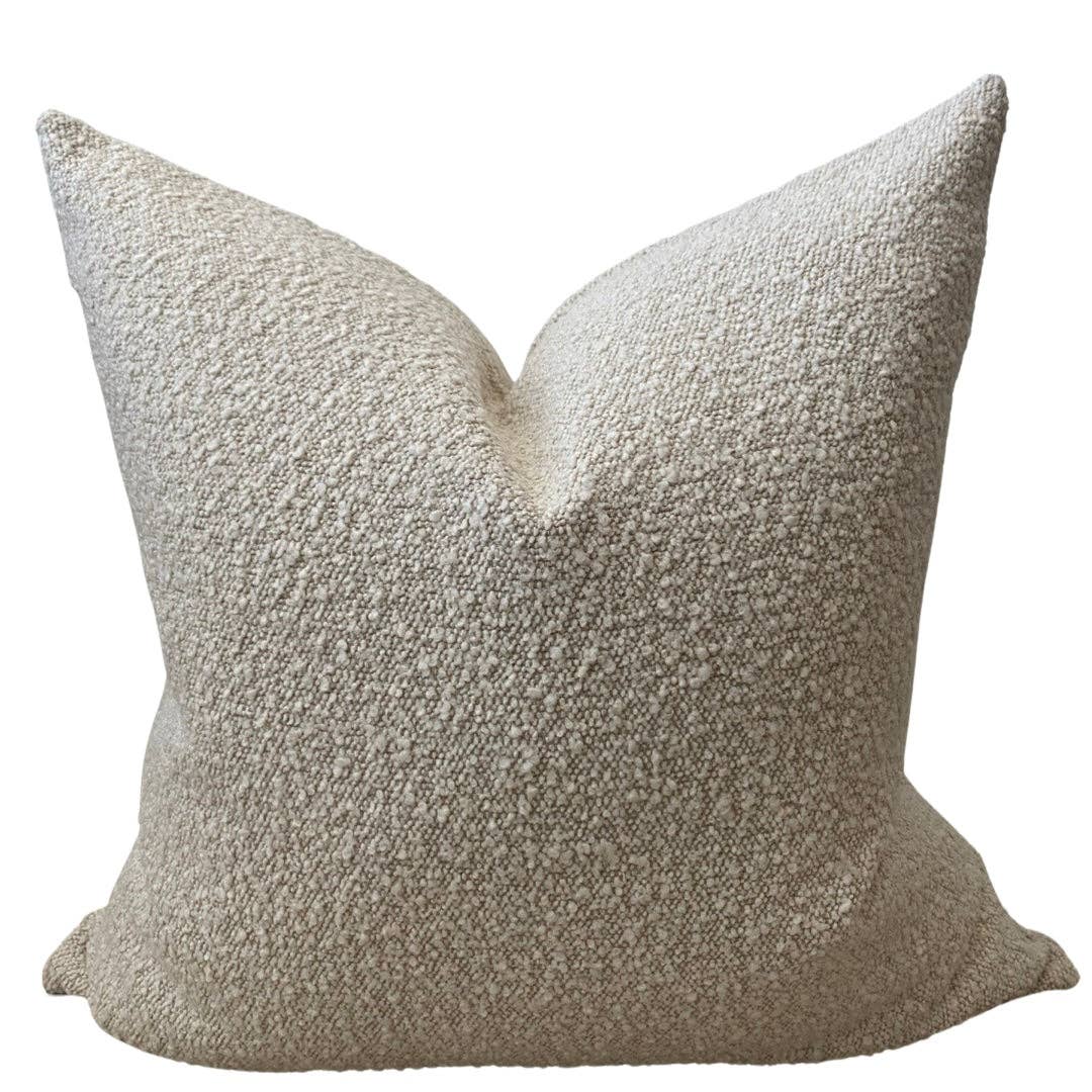 Natural Eggshell Bouclé Pillow: 18"x18"