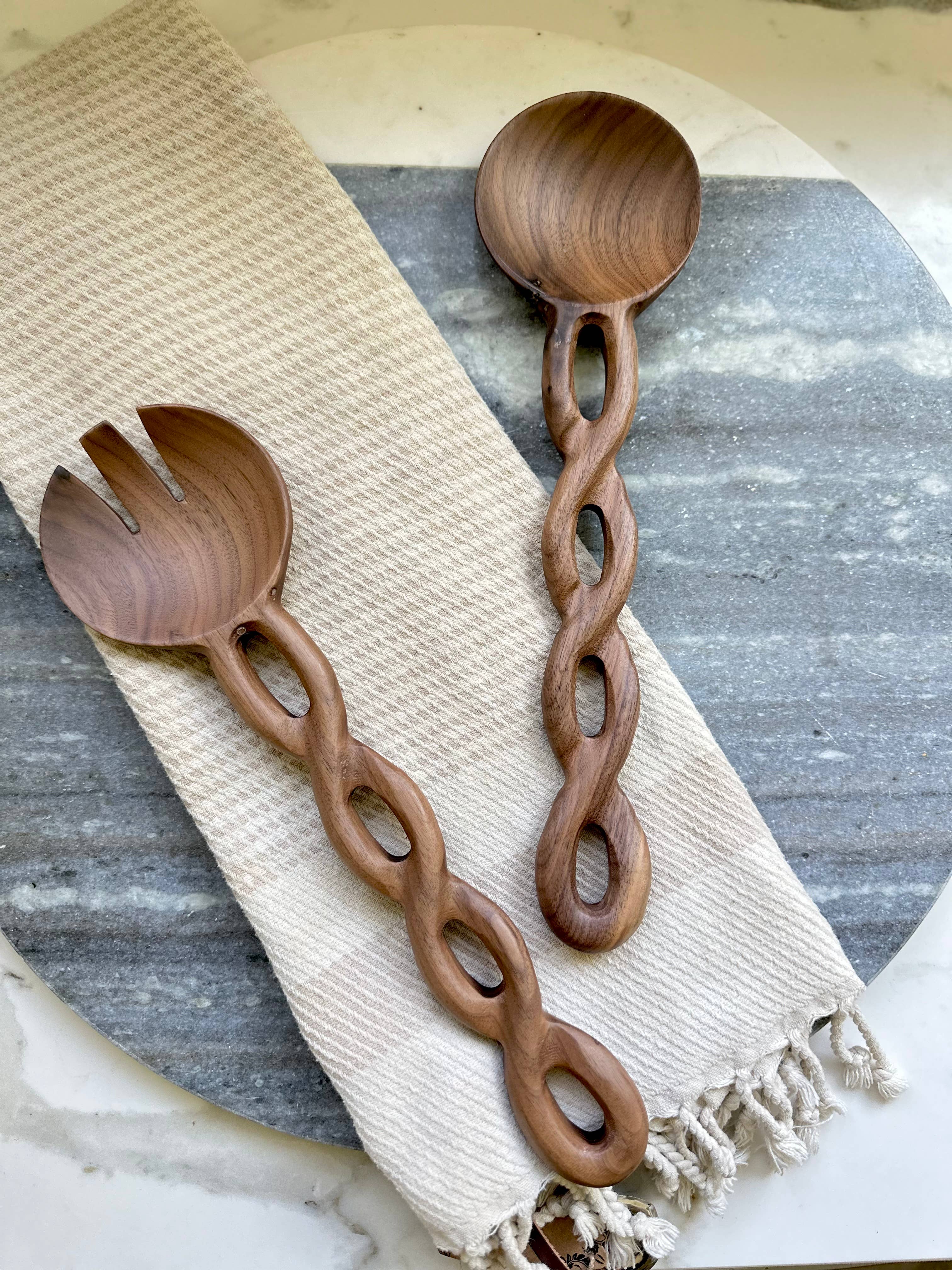 Walnut Wood Salad Server Set: Handmade Serving Tongs