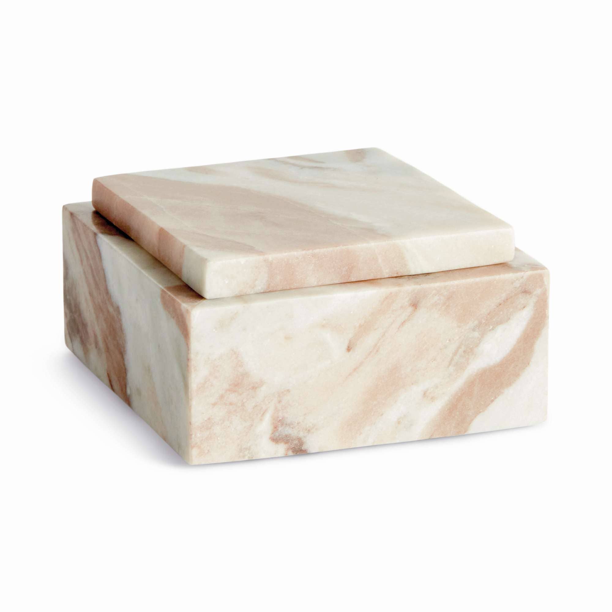 Jaqueline Square Lidded Box Short - Brown/White Marble