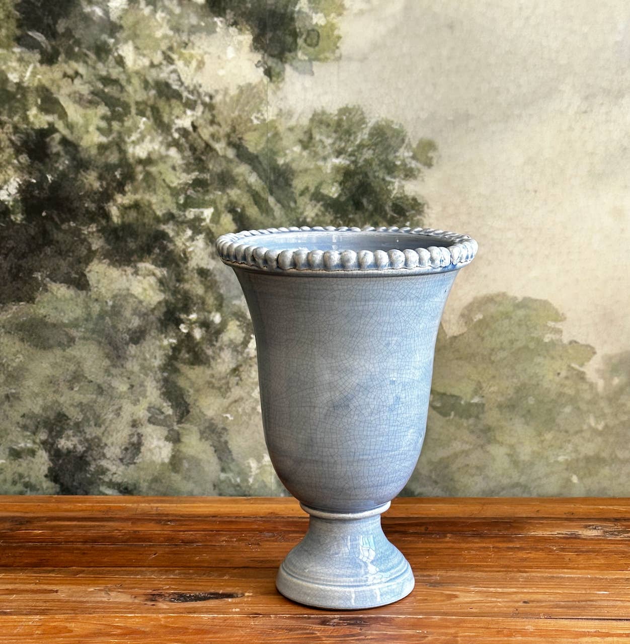 Helena Blue Beaded Ceramic Vase - Handmade Italian Pottery