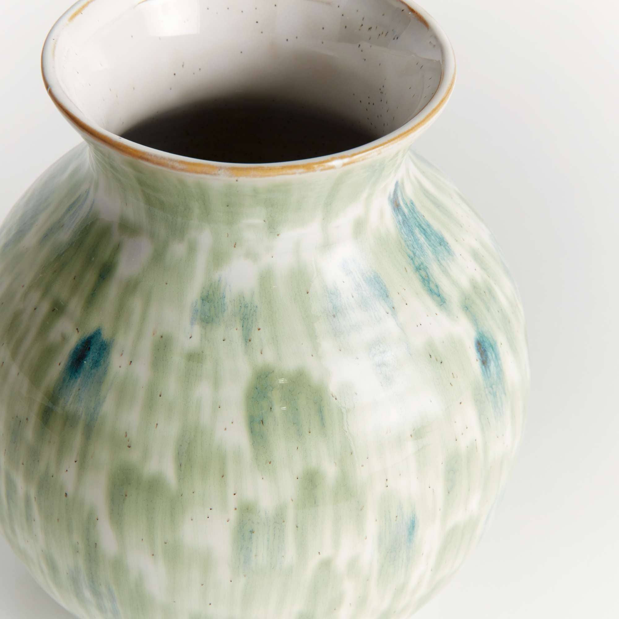Brosse Vase Large - Green/Blue Stoneware Accent Decor