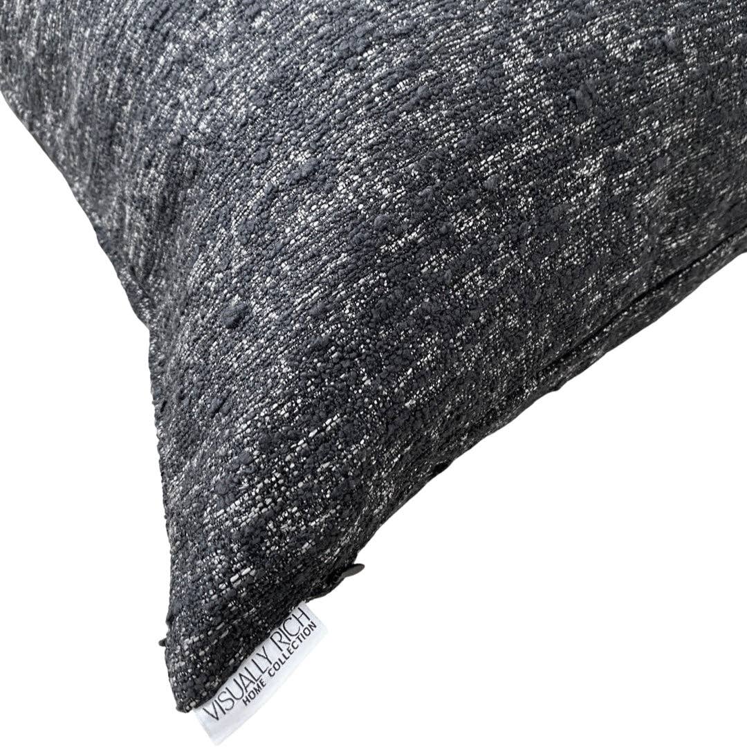 Black Bouclé Pillow: 18"x18"