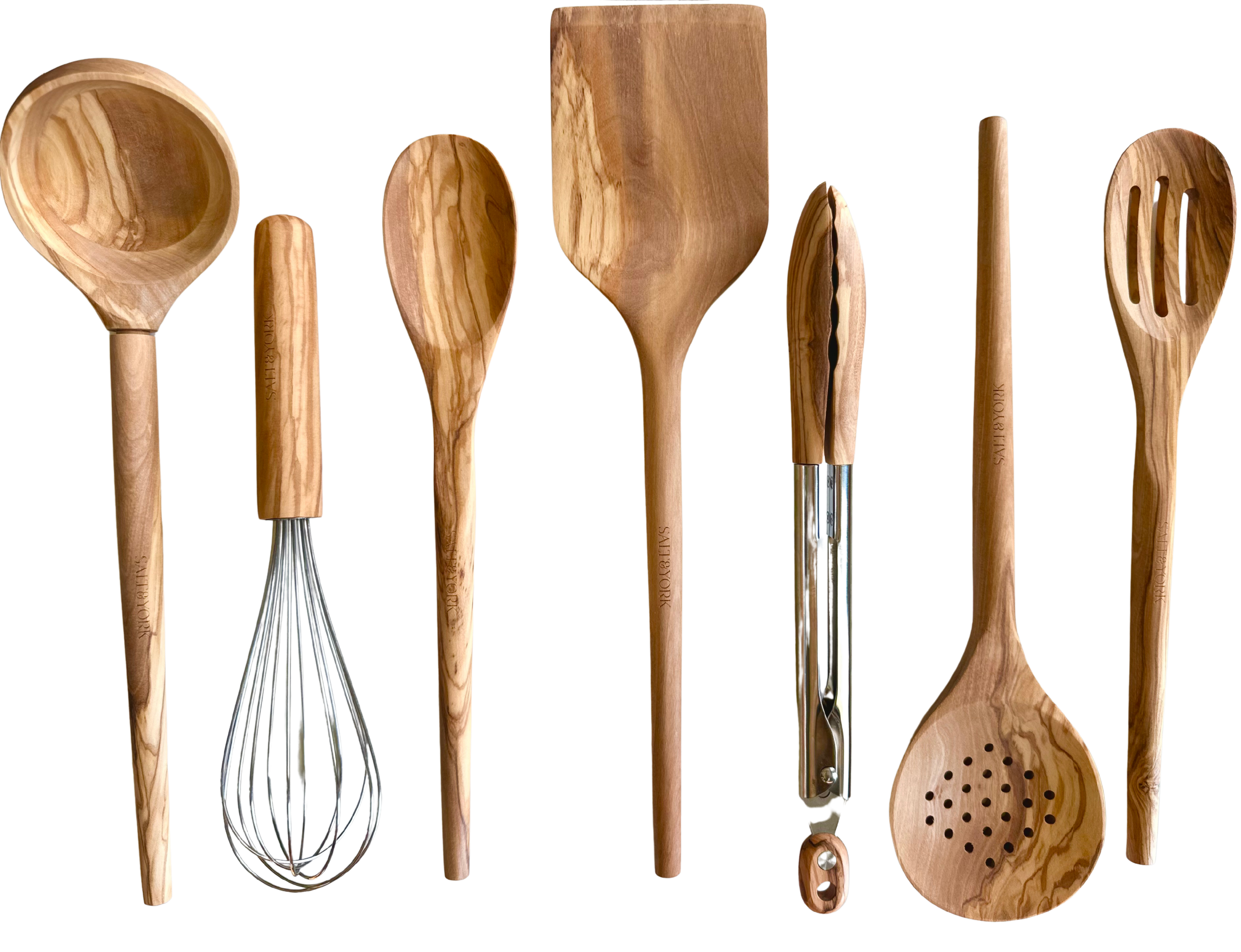 Olive Wood Cooking Utensil Set – Nontoxic, Plastic free: 7 Piece Set