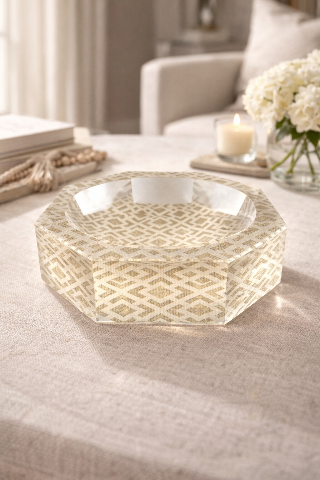 Octagon Acrylic Bowl, Woven