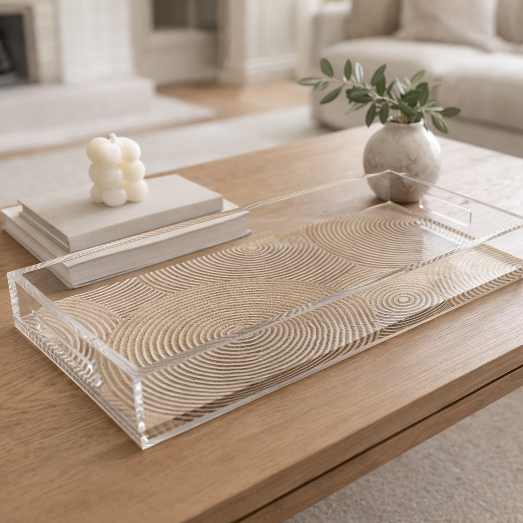 Acrylic Spiral Vanity Tray - Clear Modern Organizer