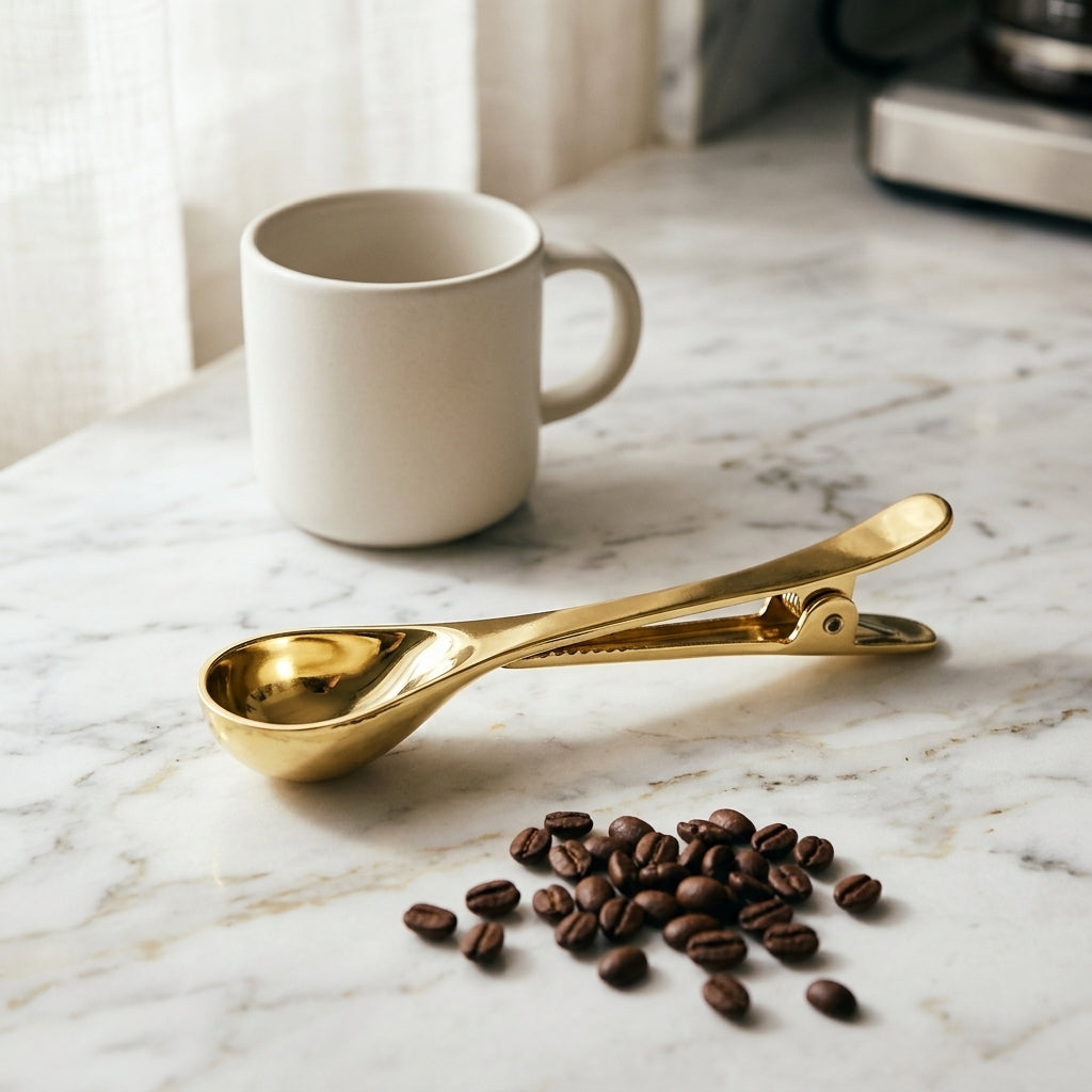 Coffee scoop and bag clip hybrid — Morning Ritual Lifestyle | Generated by Modelize