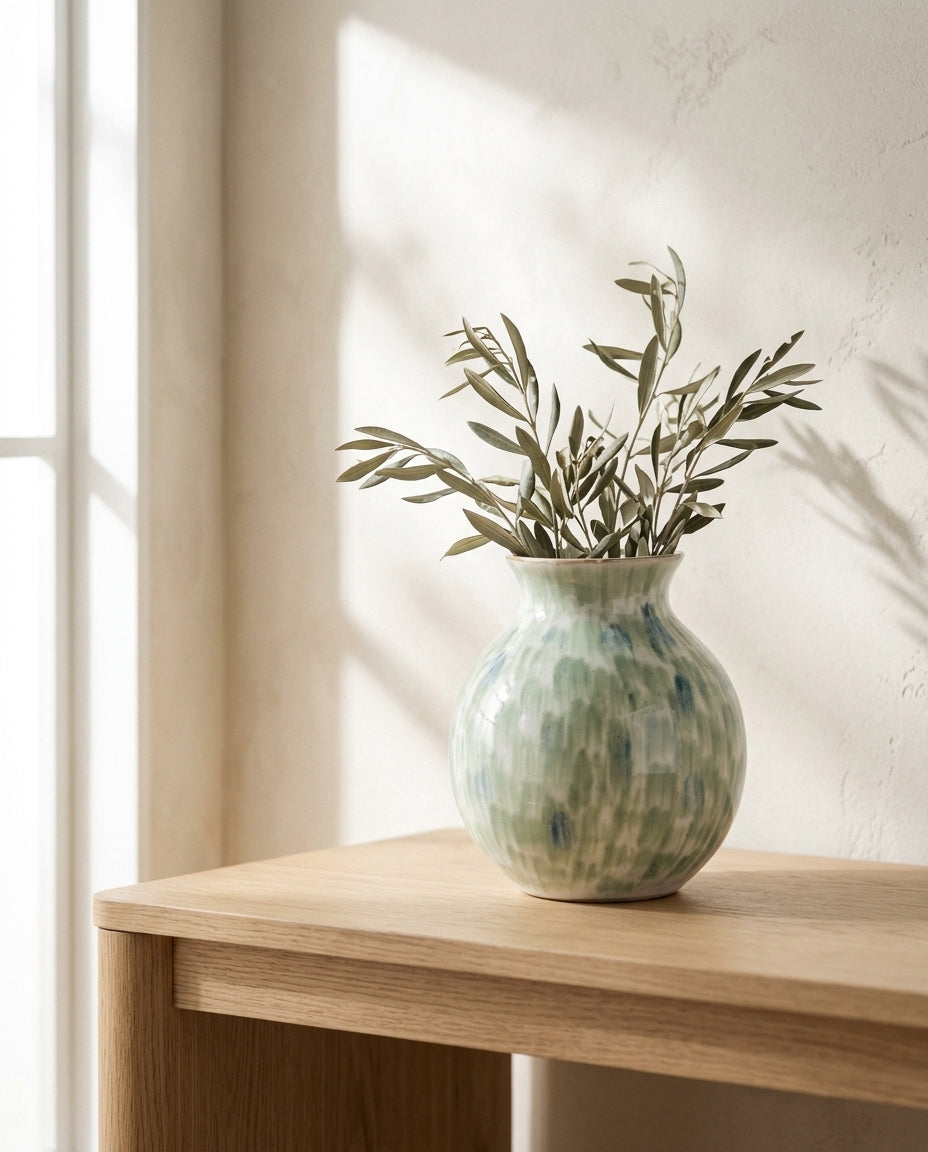 Large Stoneware Vase — Elevated Mantel Styling | Generated by Modelize