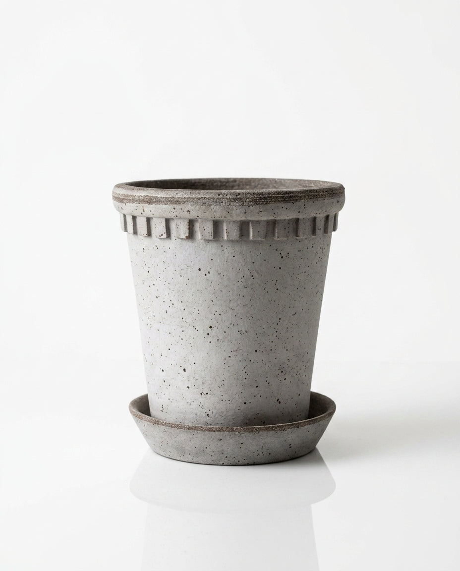 Terracotta Planter with Saucer — Clean Studio Packshot | Generated by Modelize