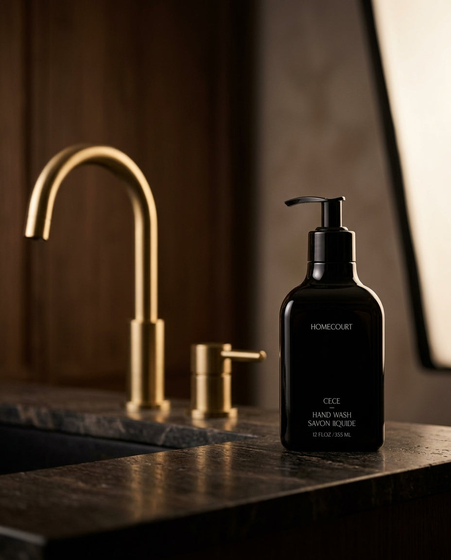 Luxury hand wash bottle — Elevated Sink Side Lifestyle | Generated by Modelize