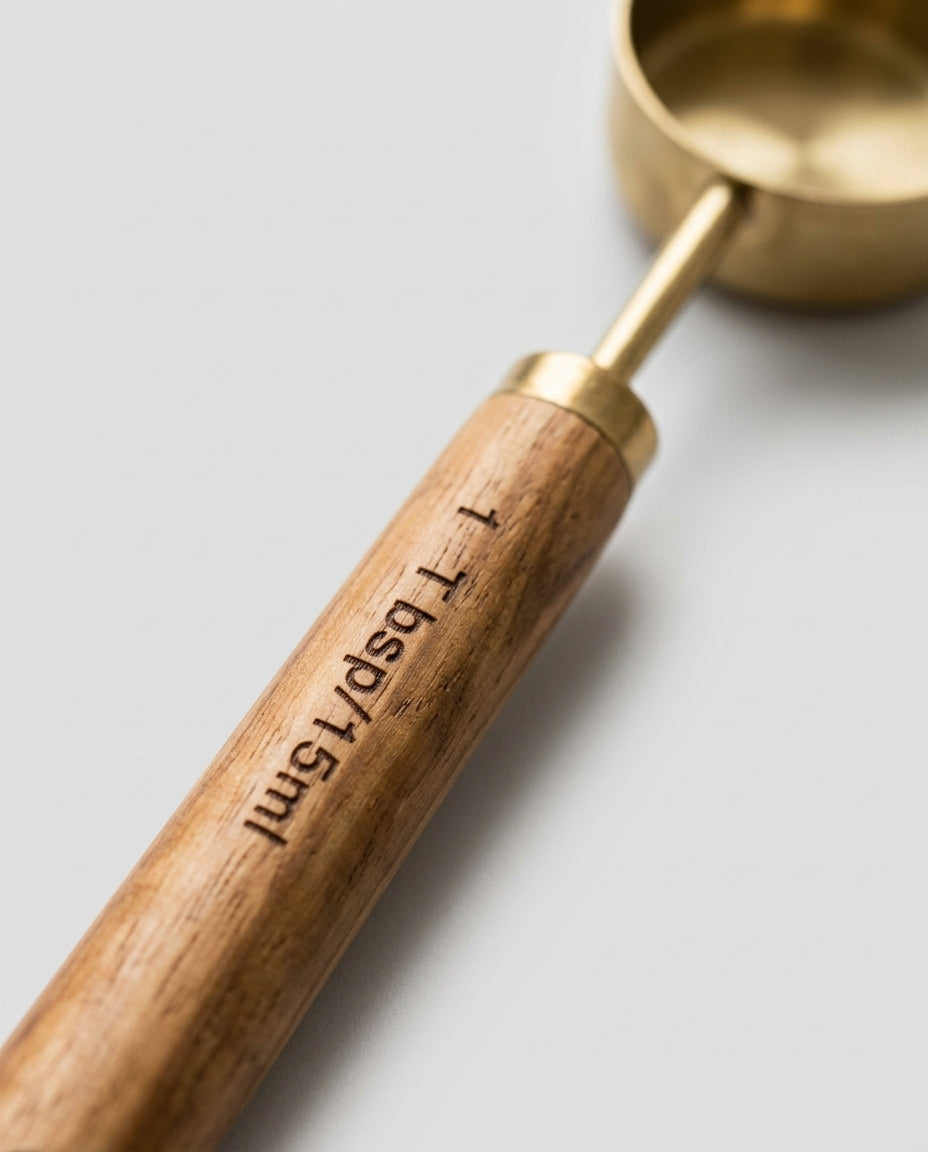 Measuring spoon set — Grain and Engraving Detail | Generated by Modelize