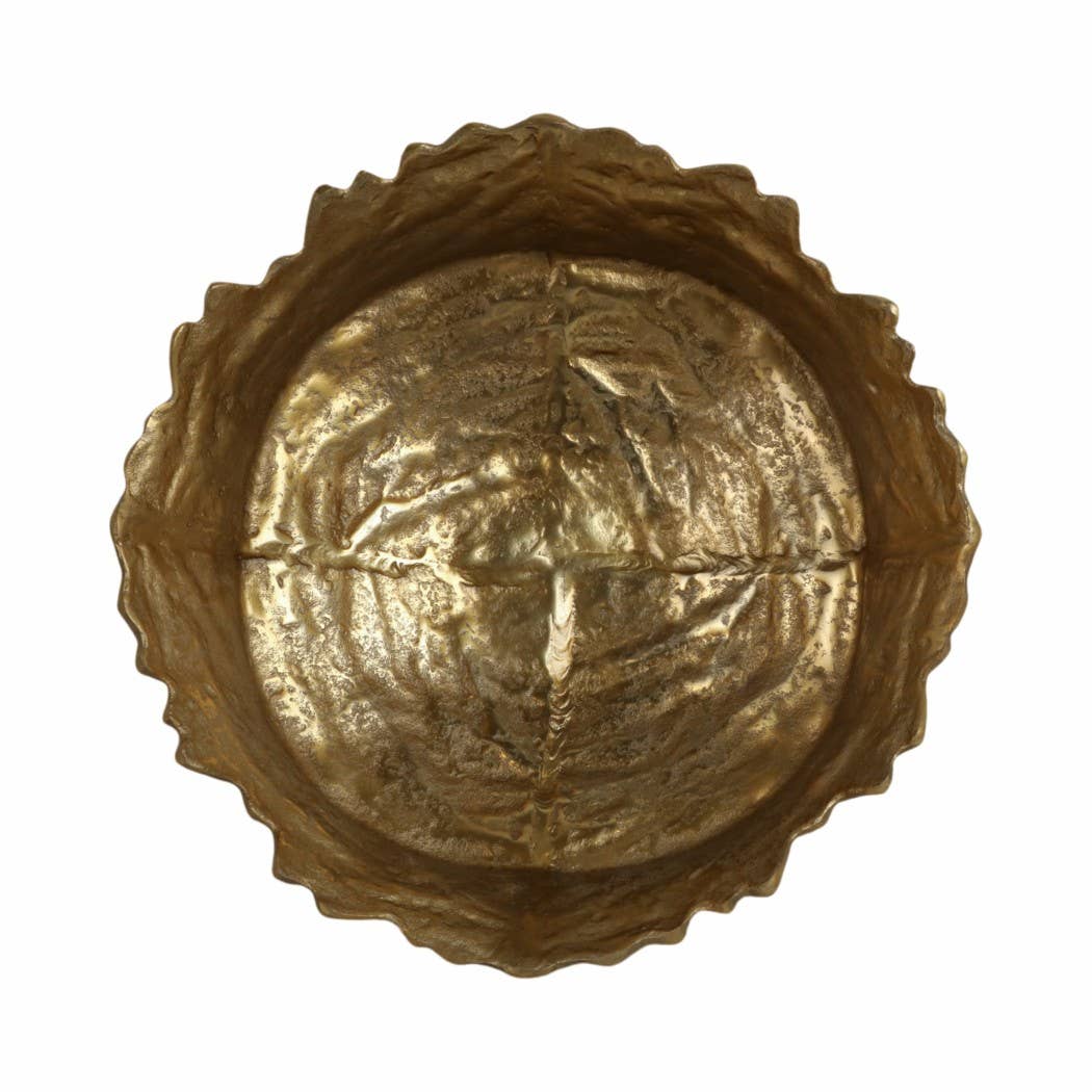 Decorative Bowl - Gold Metal Round Textured, 17 in.