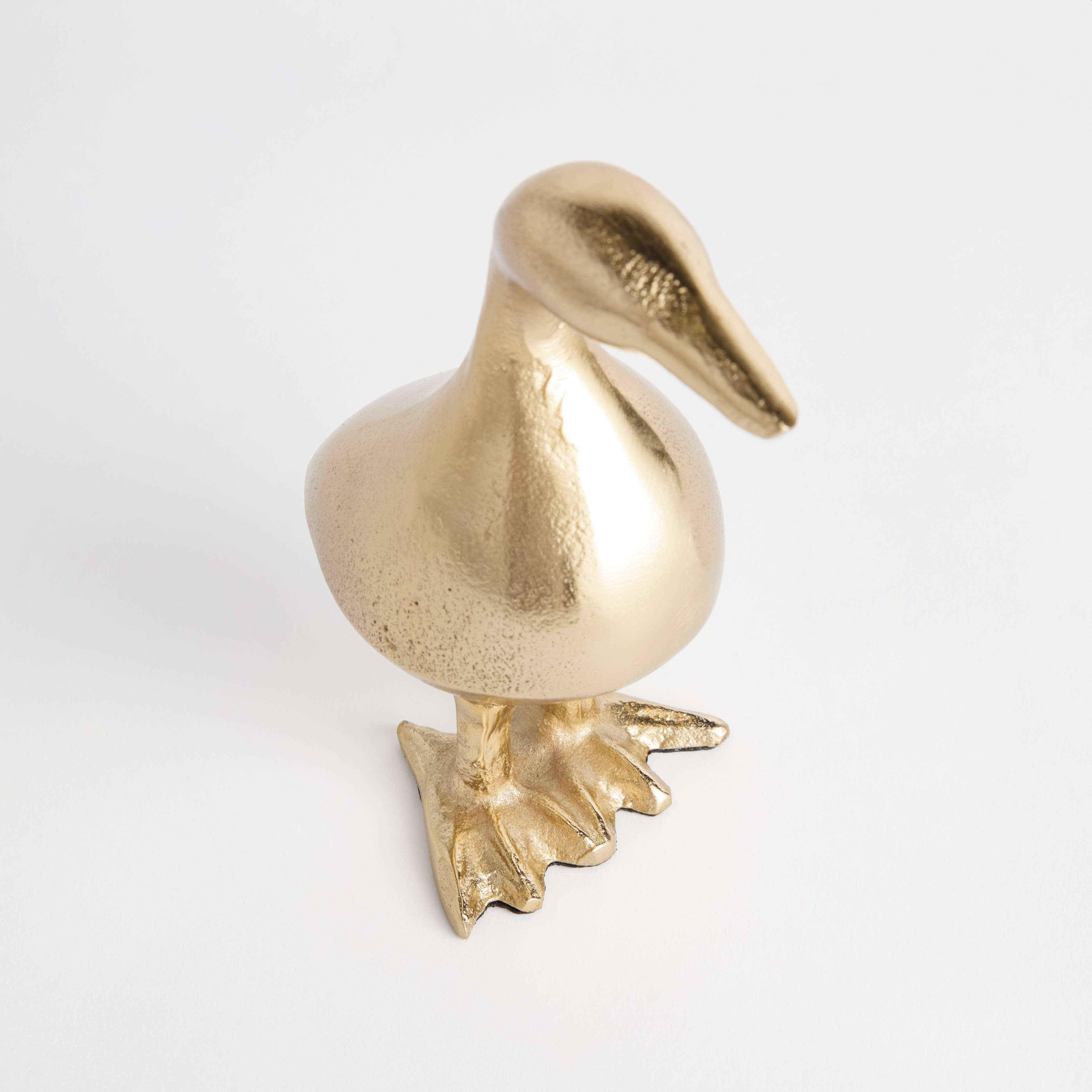 Little Duck Sculpture – Champagne Gold Cast Aluminum Home Accent