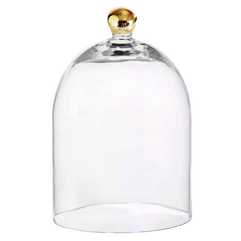 Large Glass Cloche with Gold Knob - 10-Inch Display Dome