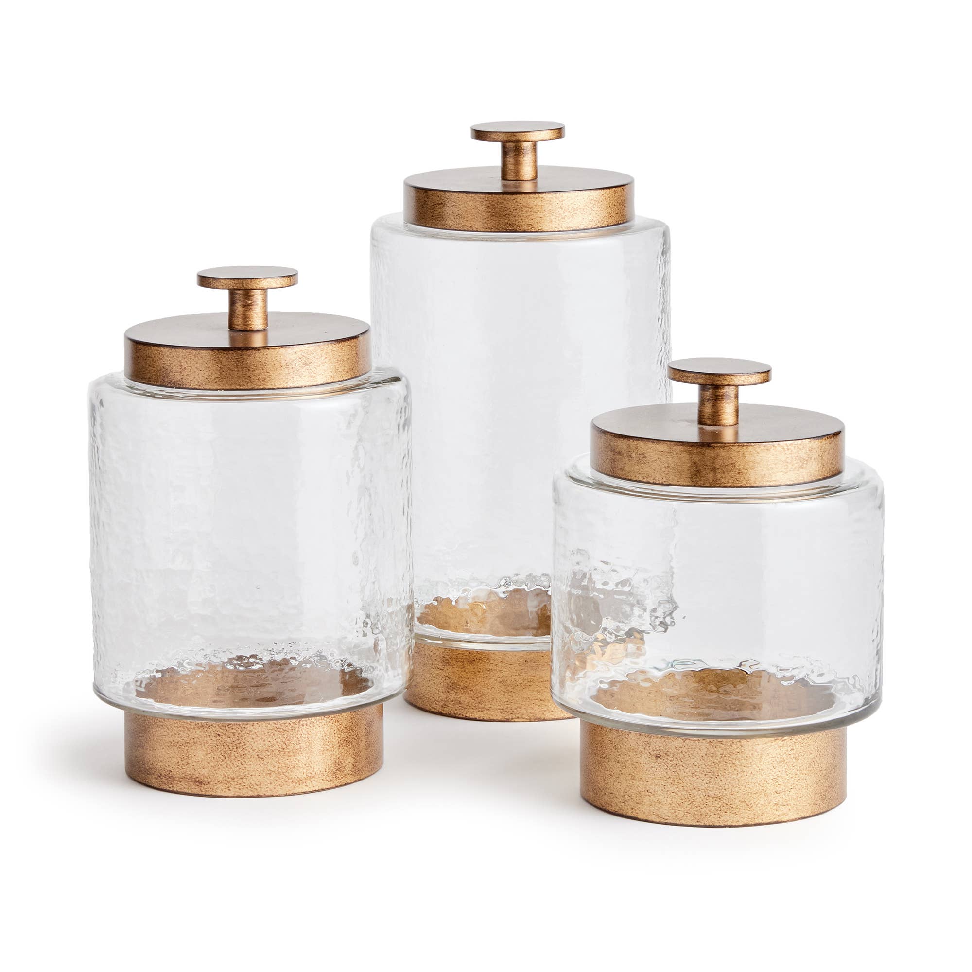 Braiden Hammered Glass and Antique Gold Canisters