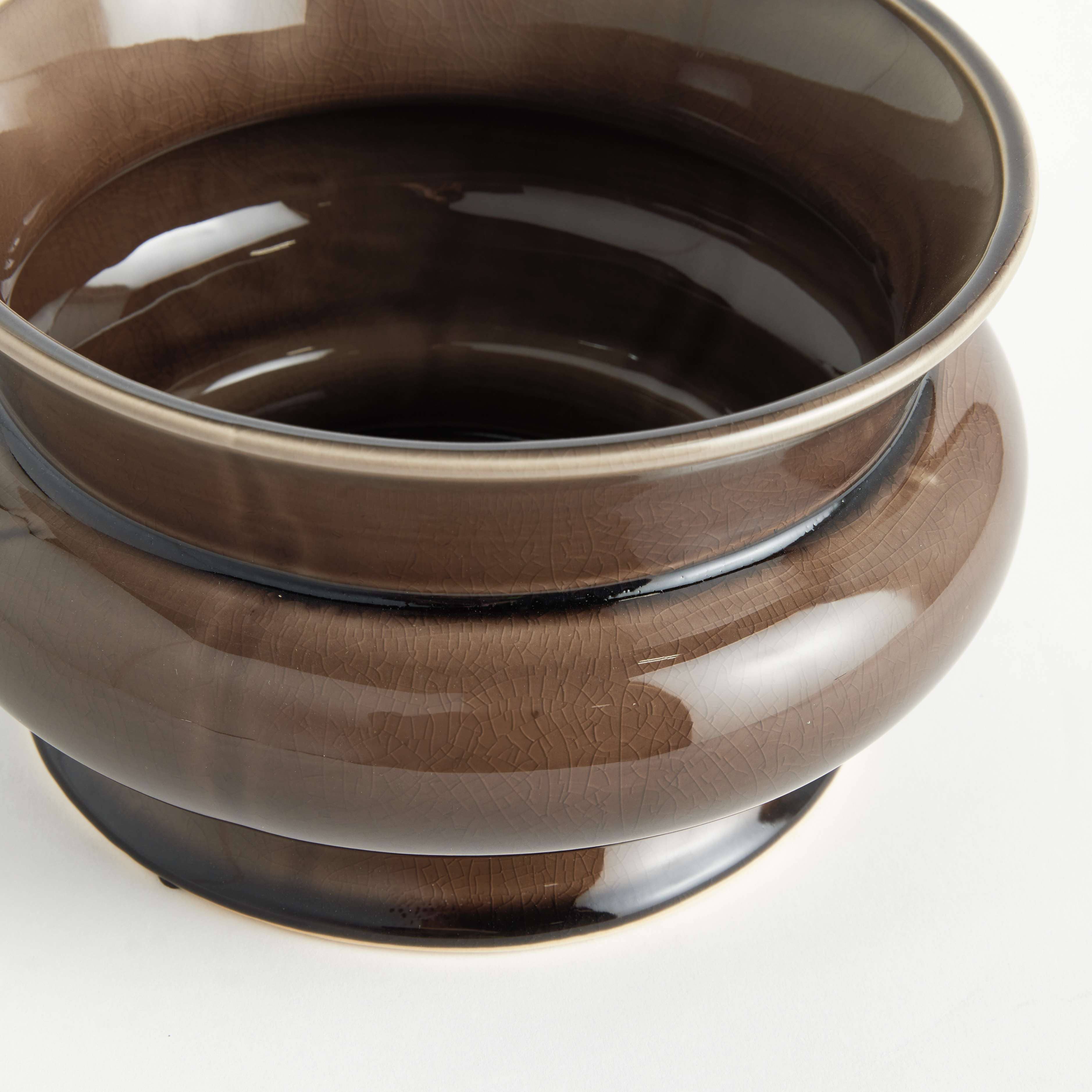 Cora Wide Brown Reactive Glaze Ceramic Planter