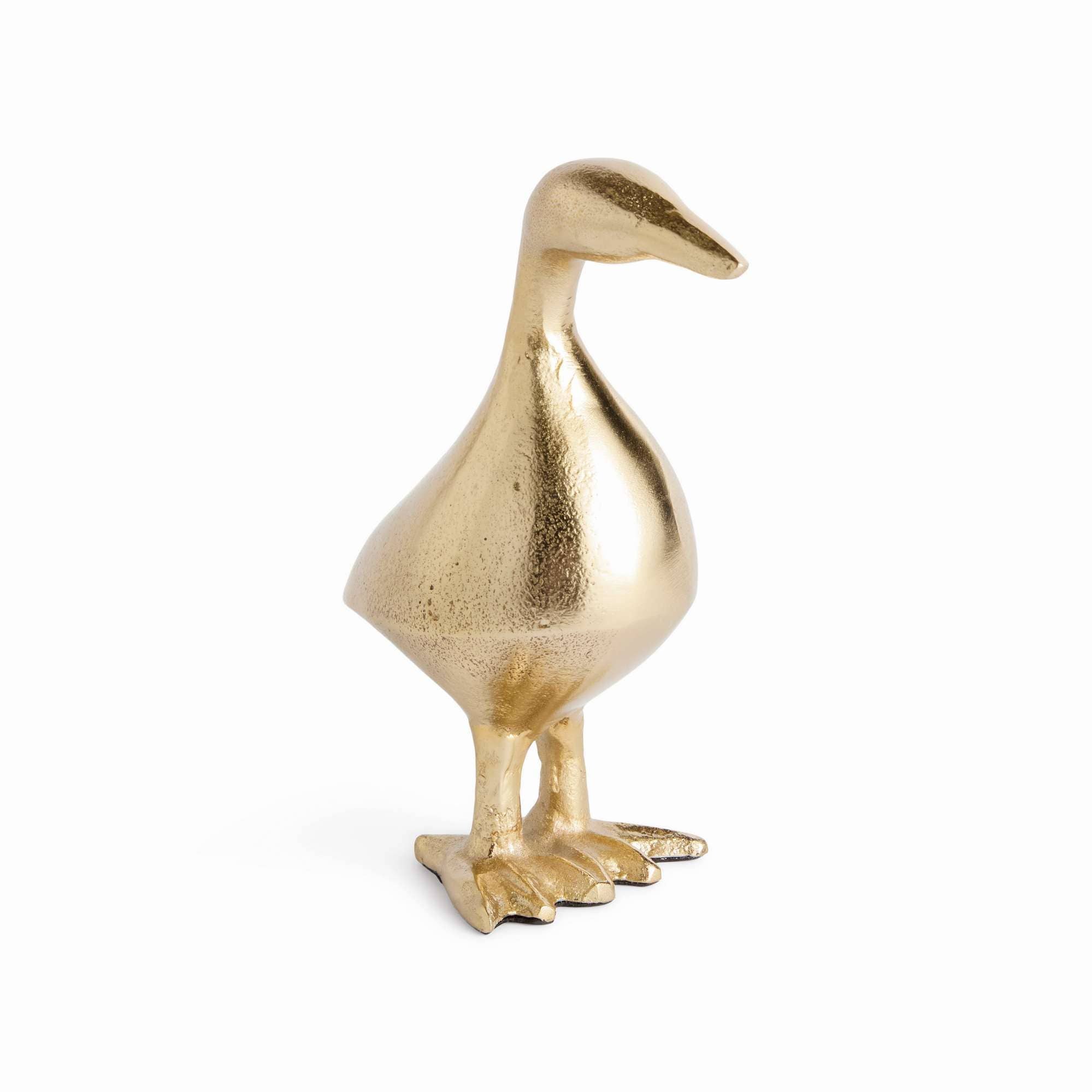 Little Duck Sculpture – Champagne Gold Cast Aluminum Home Accent