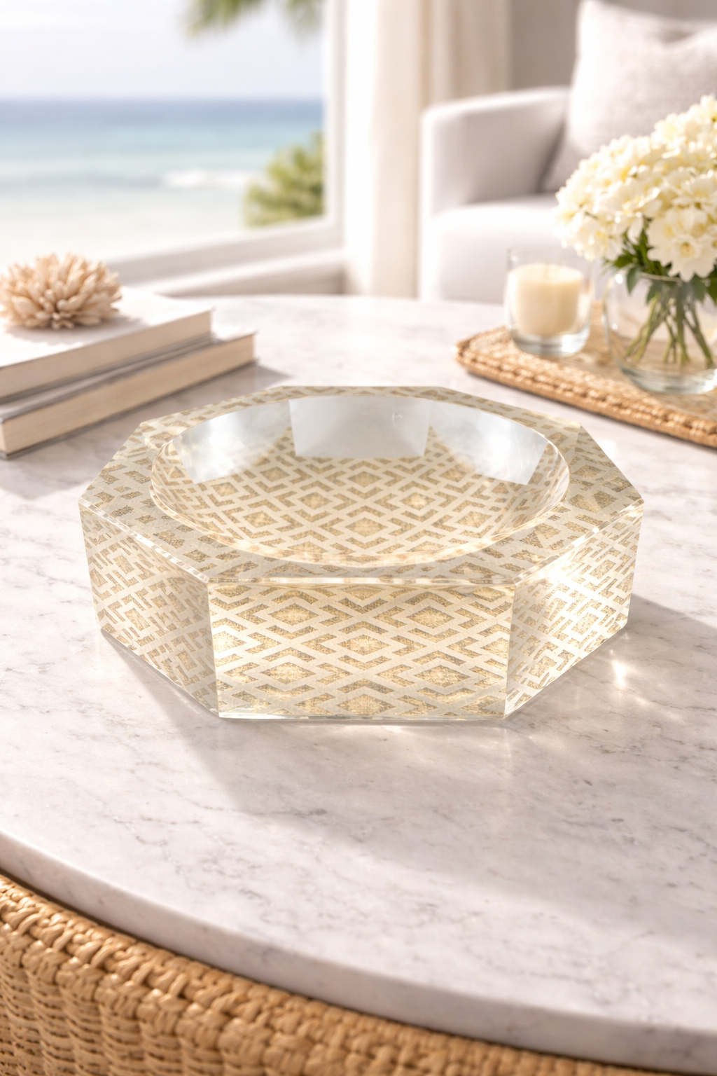 Octagon Acrylic Bowl, Woven
