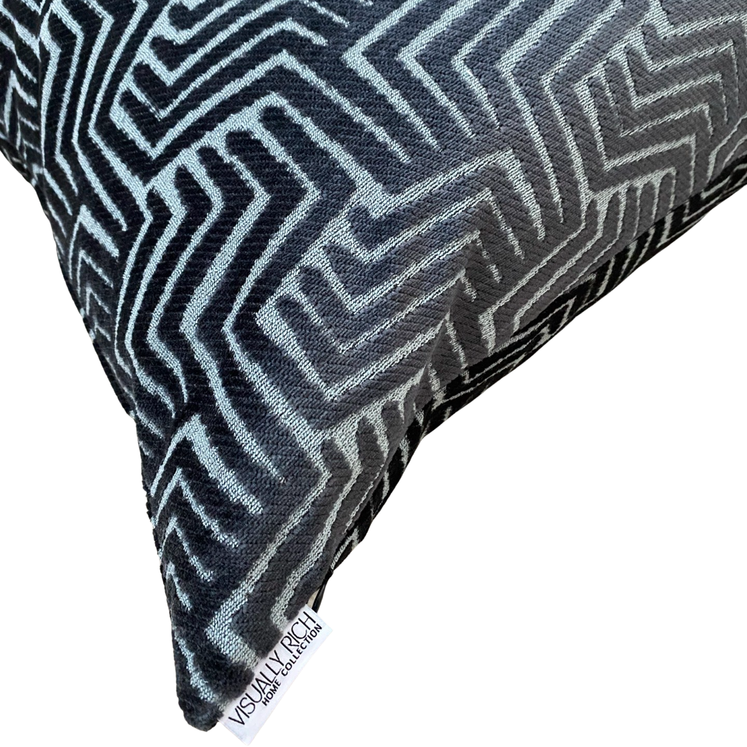 Black Velvet Cut Pillow: 18"x18"