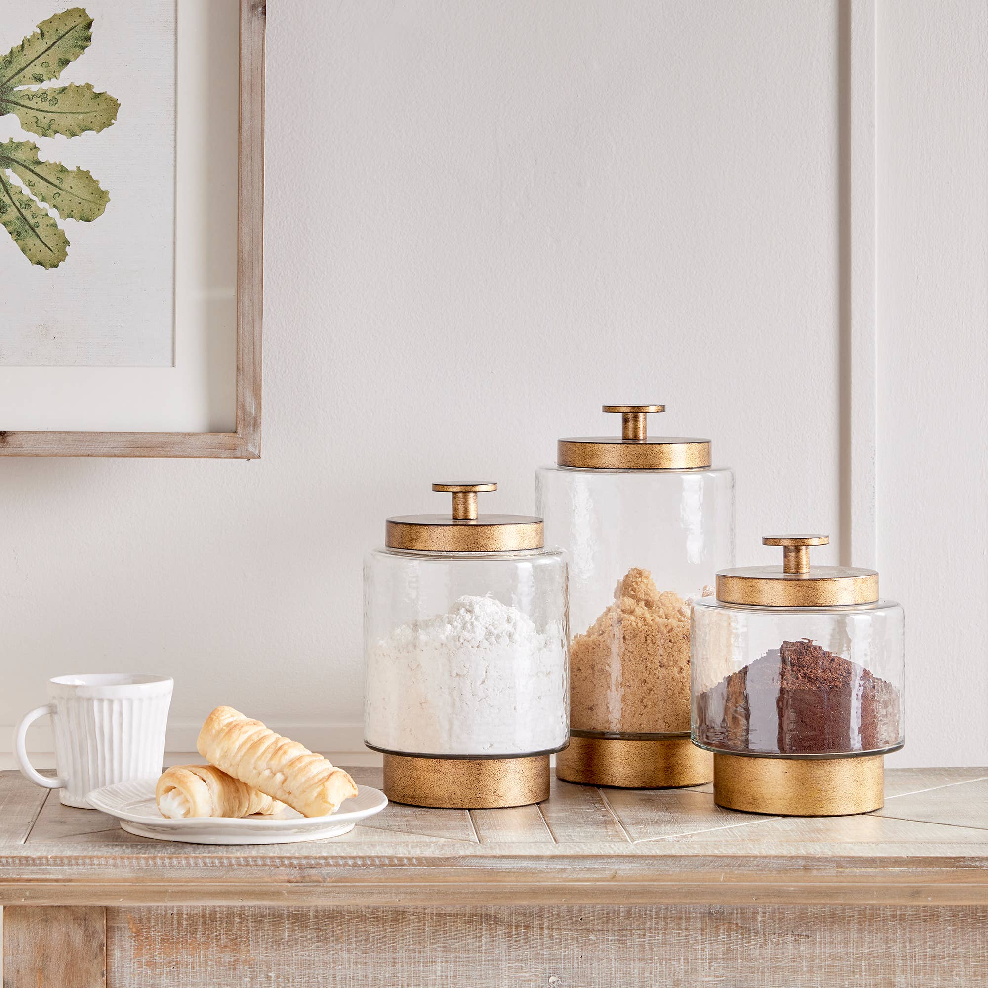 Braiden Hammered Glass and Antique Gold Canisters