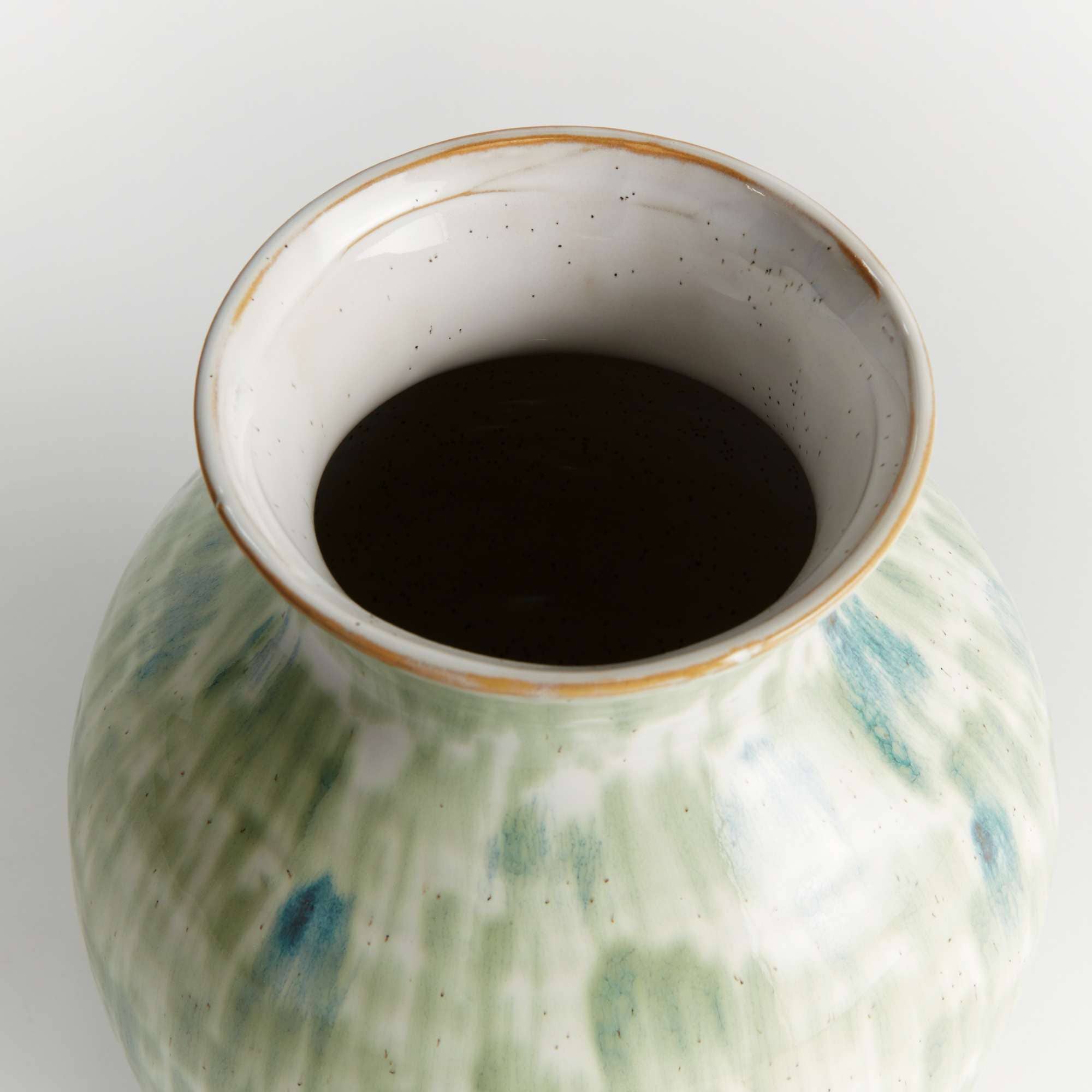 Brosse Vase Large - Green/Blue Stoneware Accent Decor