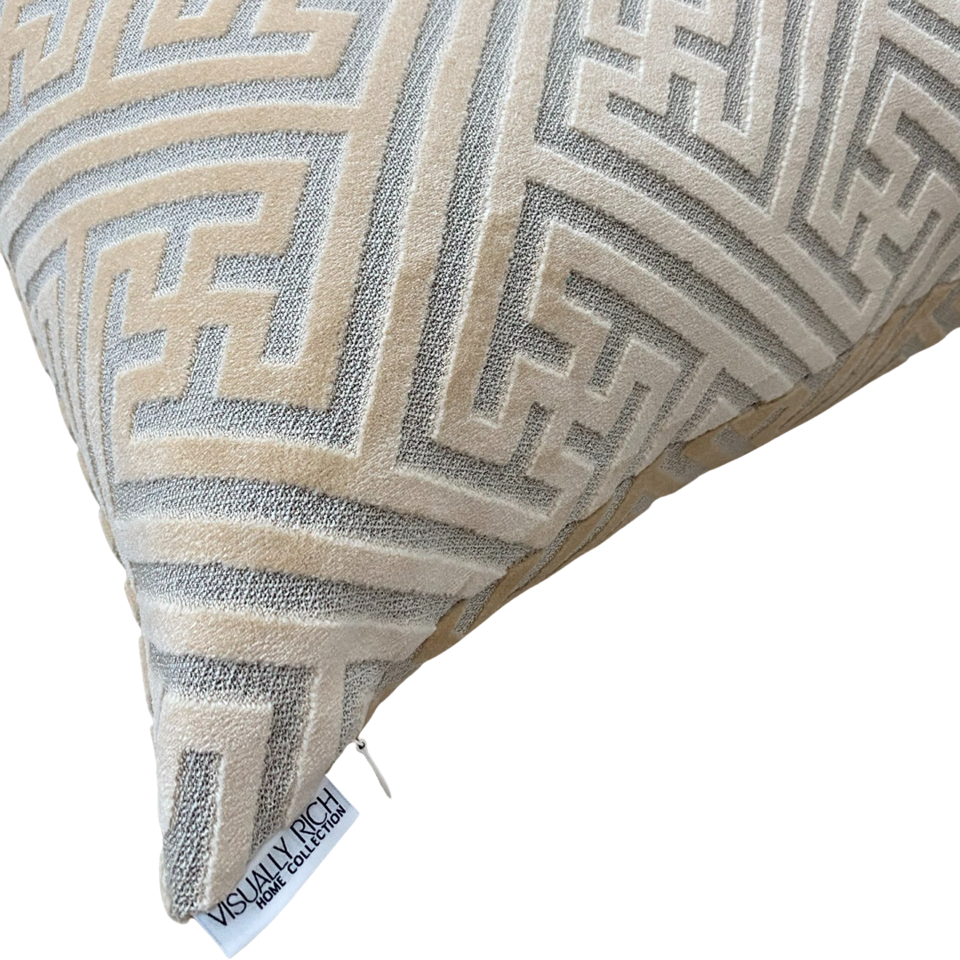 Ivory Luxe Velvet Cut Pillow: 18"x18"