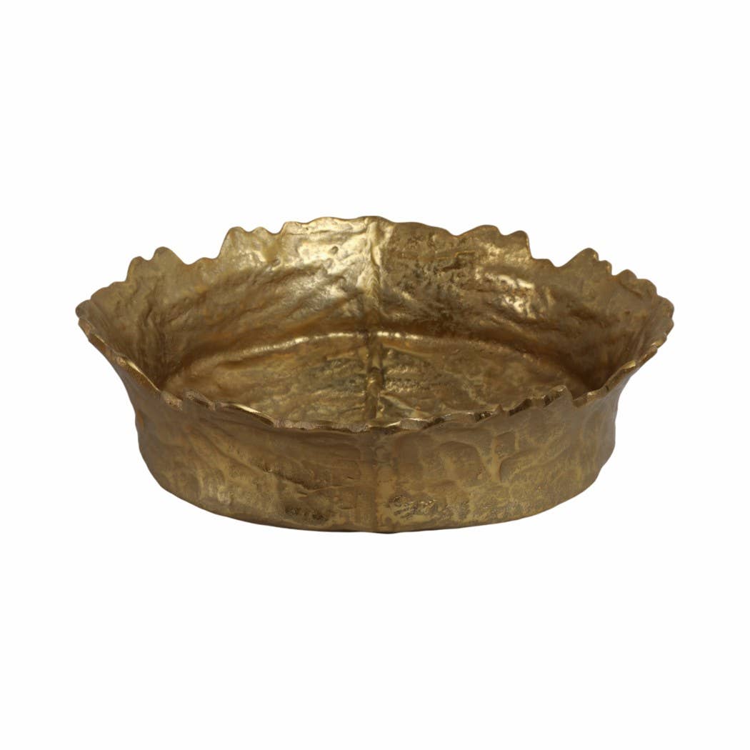 Decorative Bowl - Gold Metal Round Textured, 17 in.