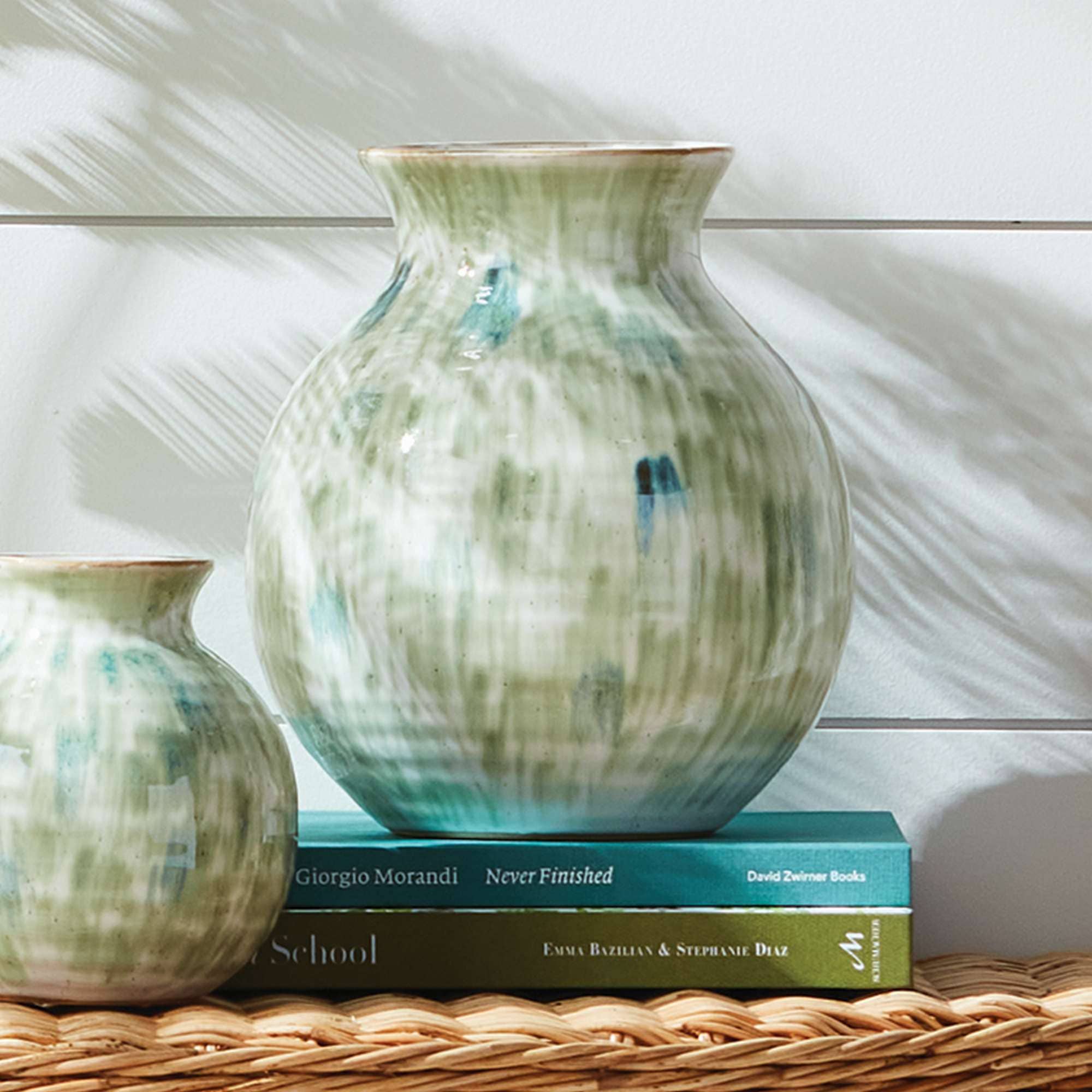 Brosse Vase Large - Green/Blue Stoneware Accent Decor