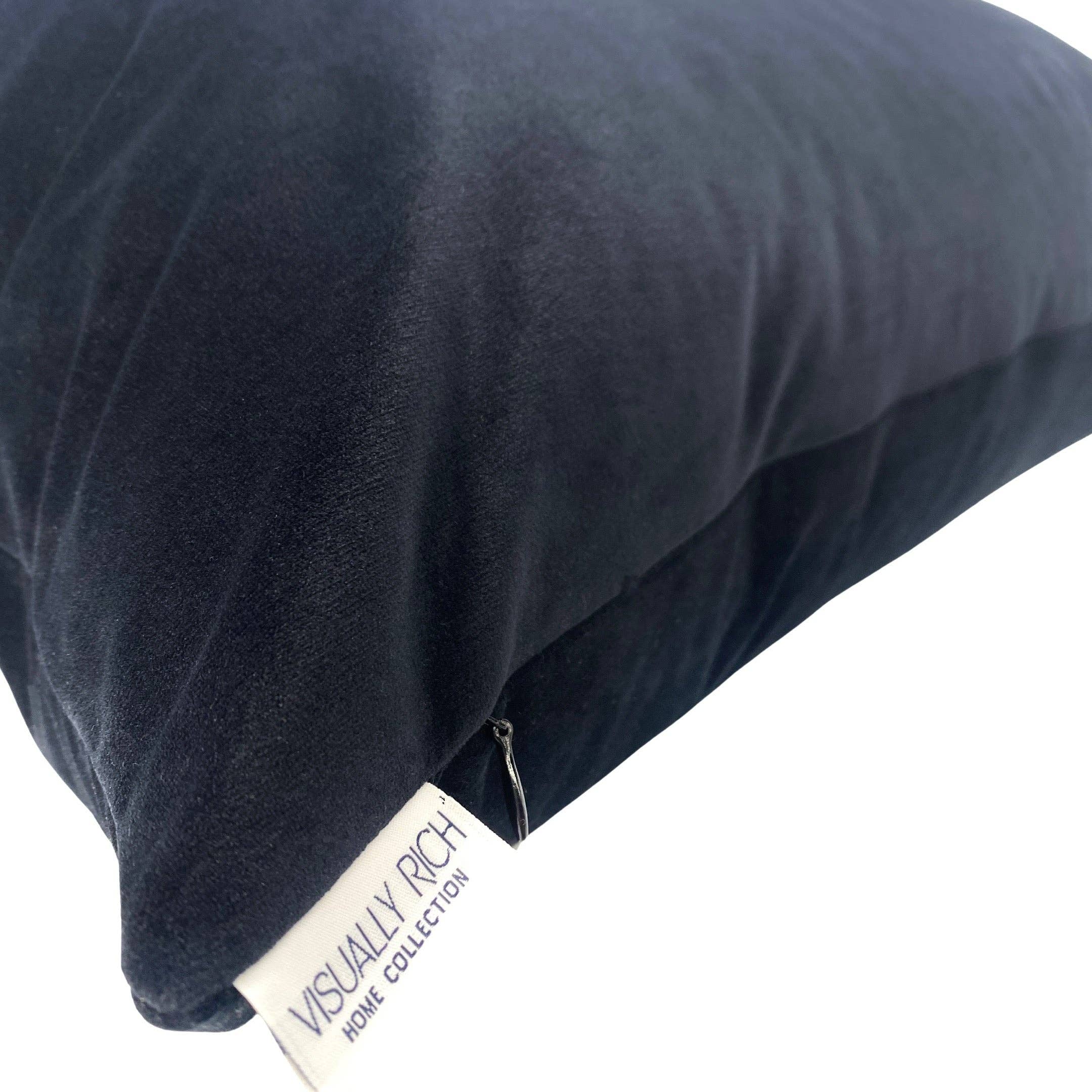 Black Velvet & Faux Leather Striped Throw Pillow, 18x18