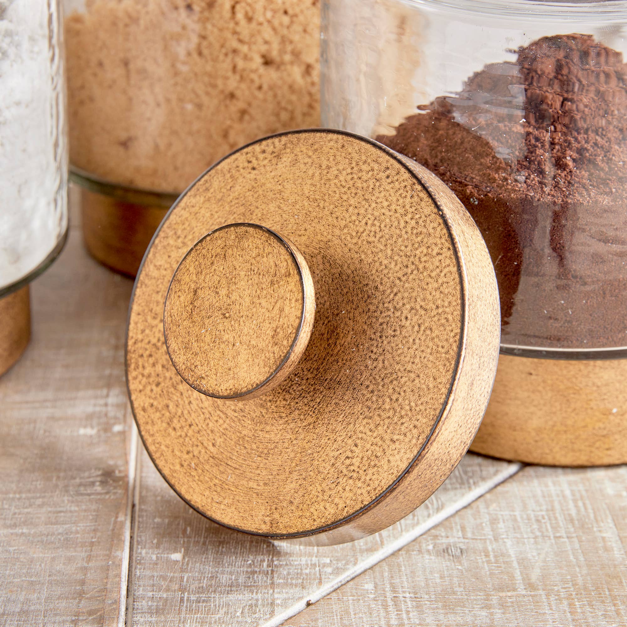 Braiden Hammered Glass and Antique Gold Canisters