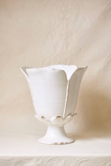 Honeychurch Sophia Short Ceramic Footed Vessel - Ivory