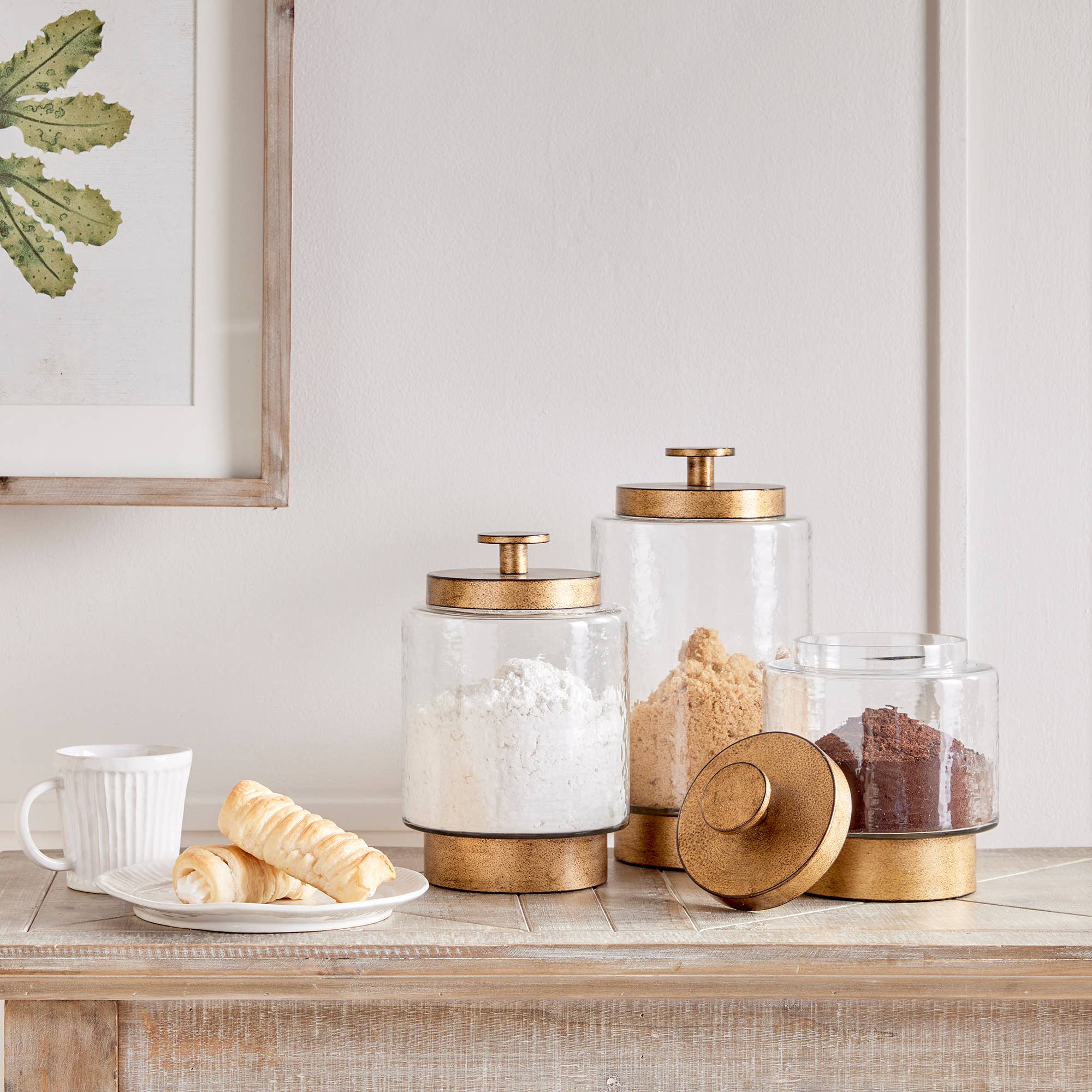 Braiden Hammered Glass and Antique Gold Canisters