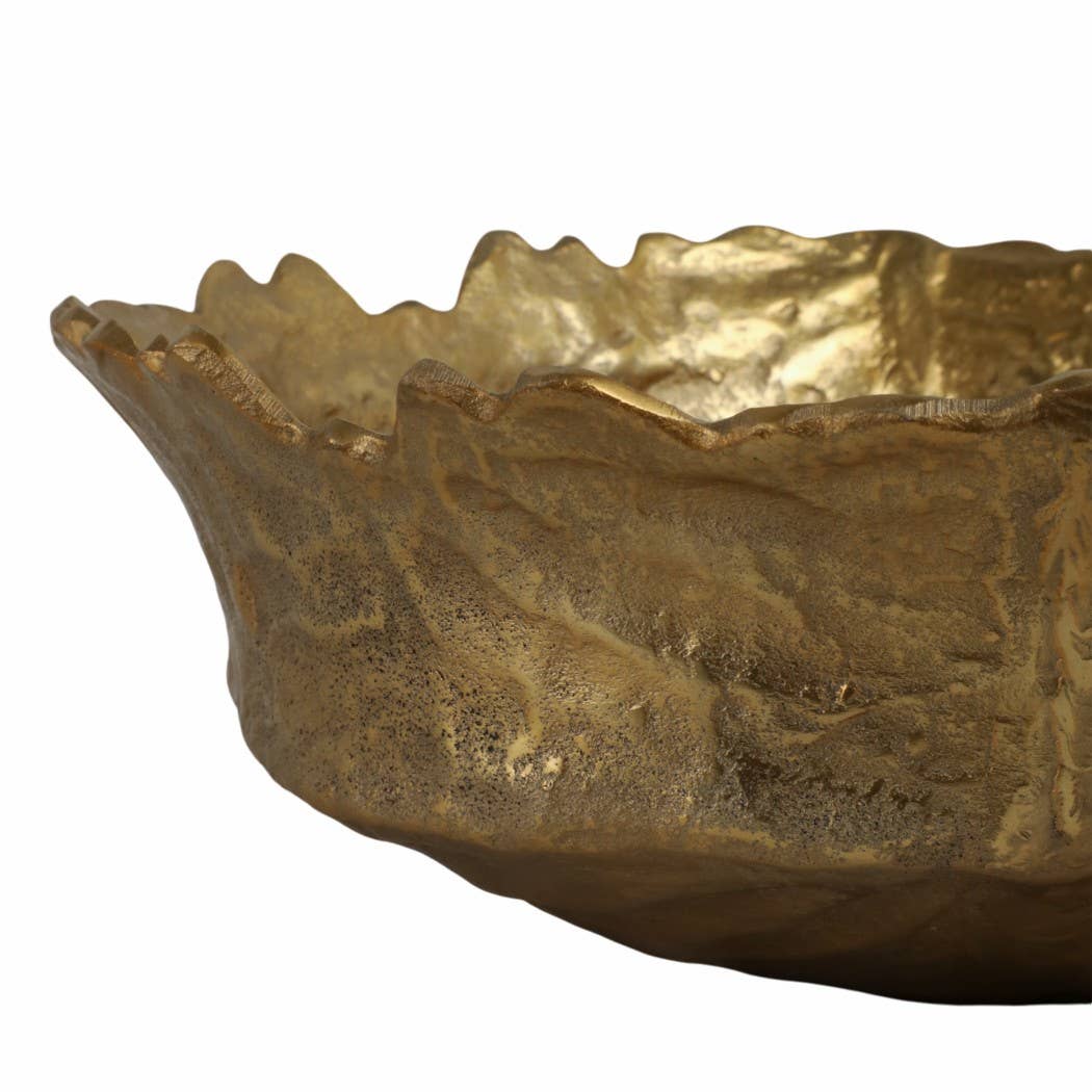 Decorative Bowl - Gold Metal Round Textured, 17 in.