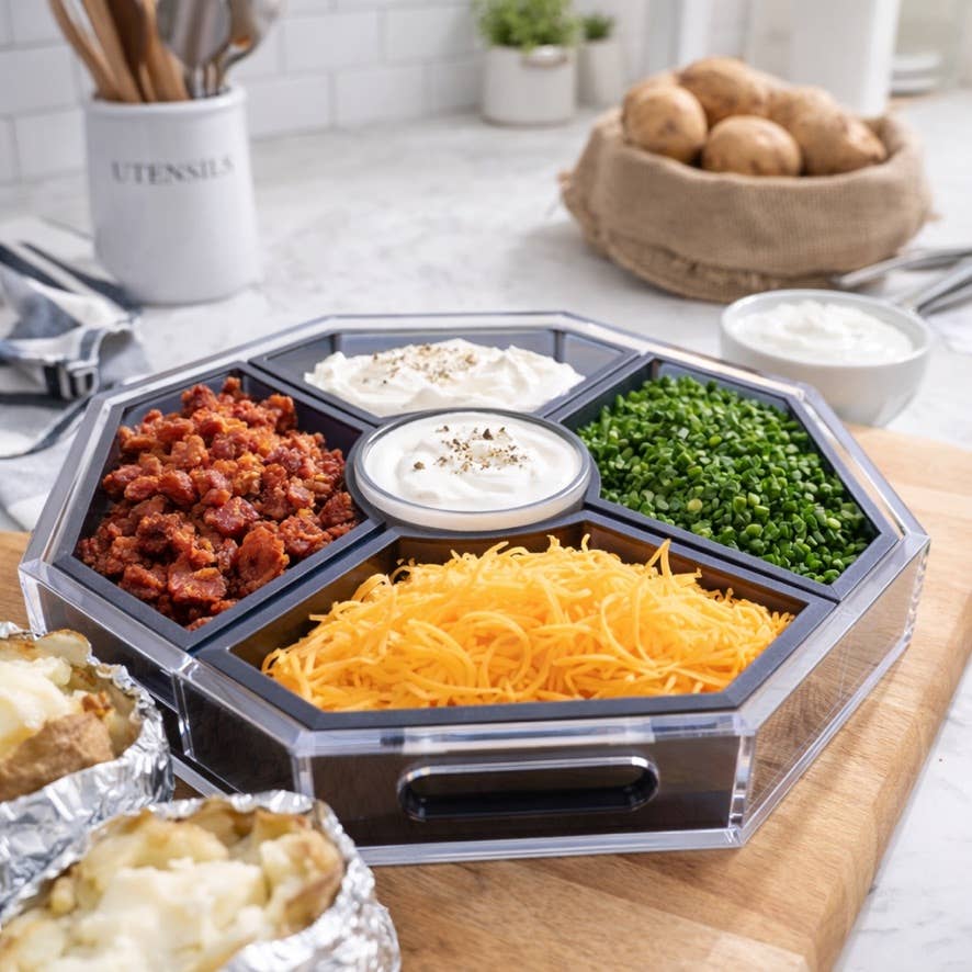 Acrylic Entertainer Tray, Social Serving, Clear/Black