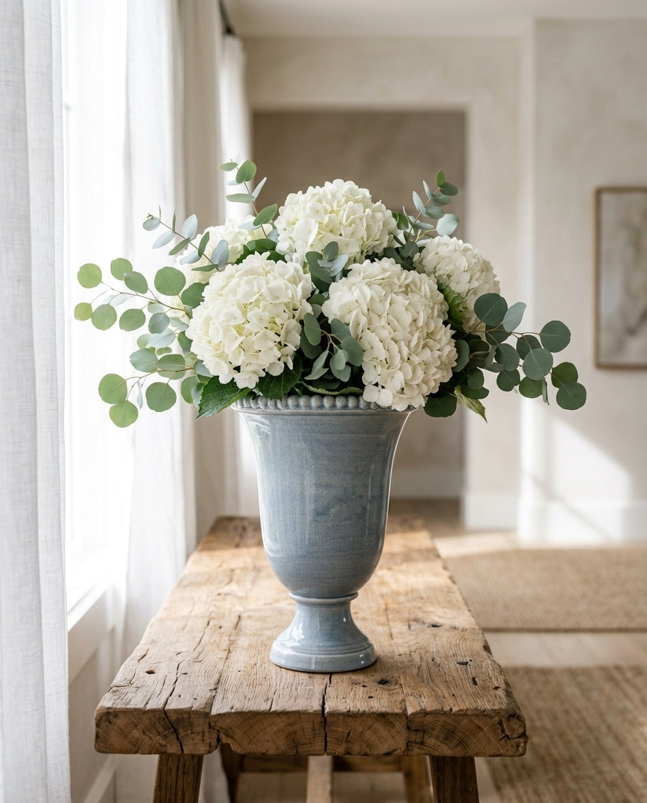 Pedestal ceramic vase — Lifestyle Entryway Scene | Generated by Modelize