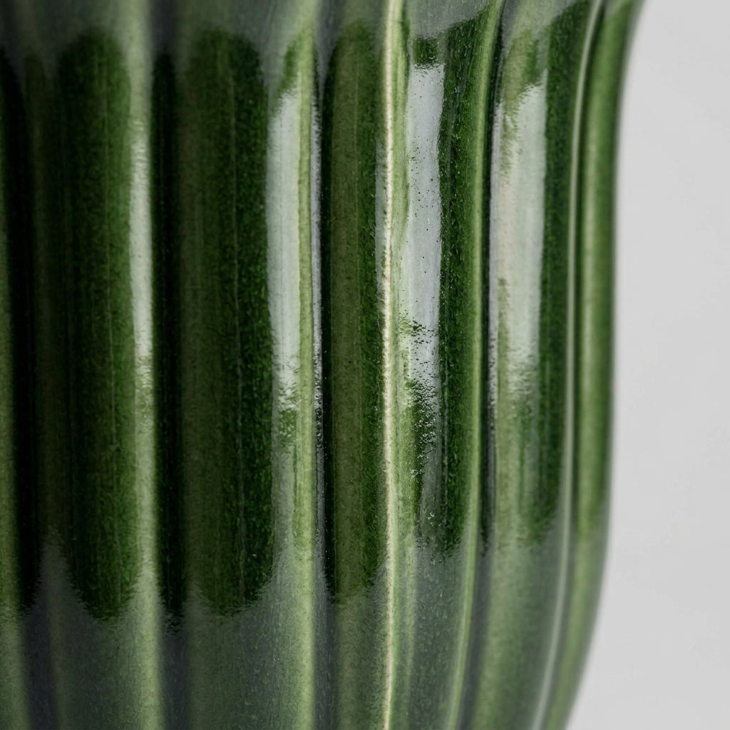 Ceramic fluted planter — Glaze and Texture Close-up | Generated by Modelize