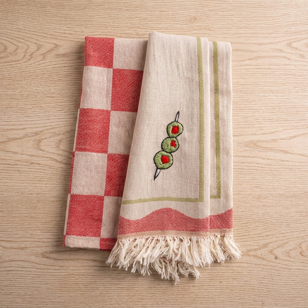 Kitchen Tea Towel Set — Unfolded Flat Lay | Generated by Modelize
