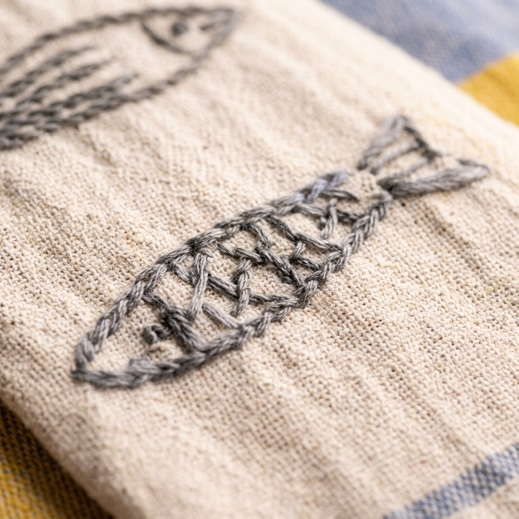 Kitchen towel — Embroidery Detail | Generated by Modelize